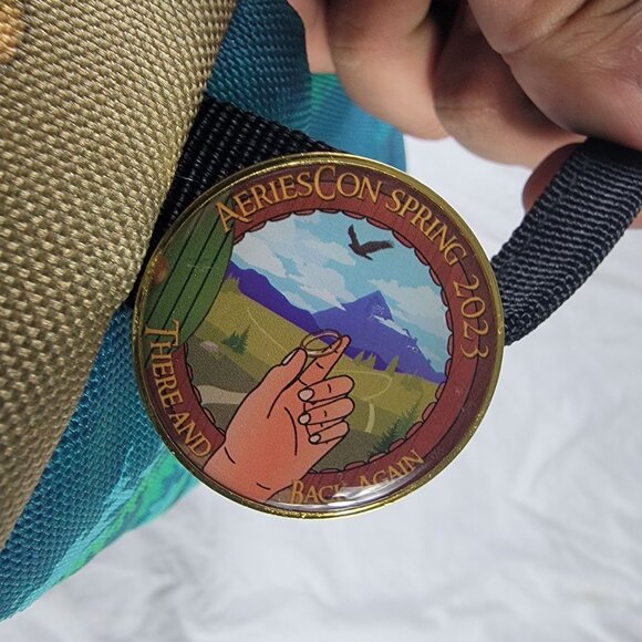 The Hobbit Aeries Con 2023 There and Back Again All Over Print Backpack With Pin - Picture 2 of 9